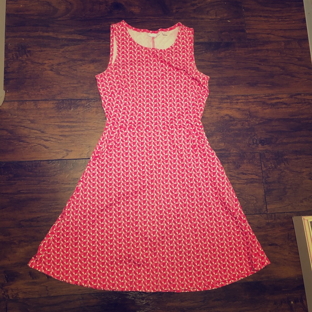 Pink Patterned Fit and Flare Dress